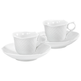 Espresso-Set  für Zwei, 4-tlg, weiß, | Meissen Wellenspiel Relief