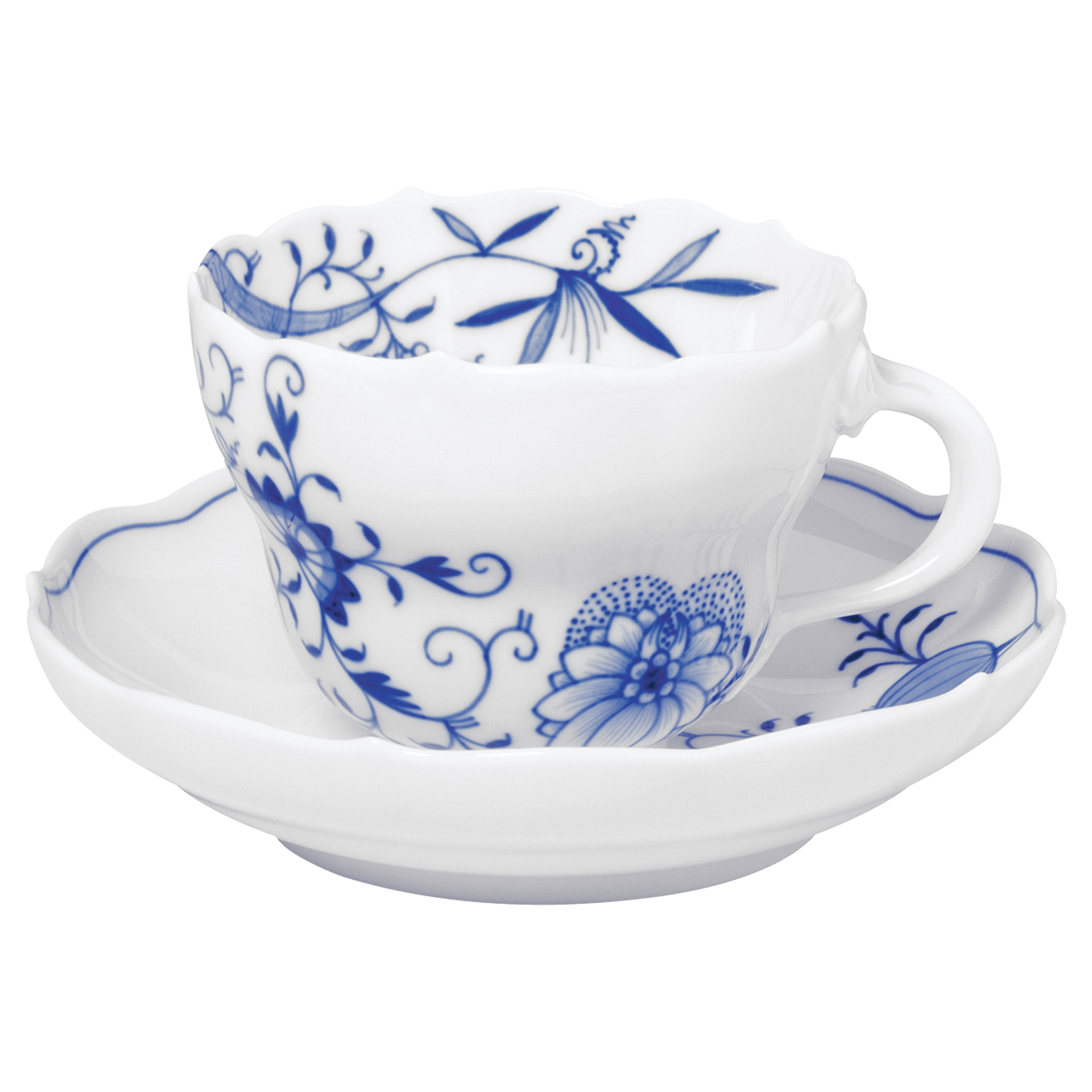 Espressotasse mit Untertasse, Zwiebelmuster Style, H 7 cm, V 0,1 l | Meissen Neuer Ausschnitt 801001 - 00580 - Meissen Weimar