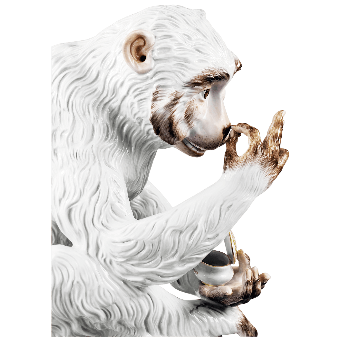Figur Affe mit Dose, Bunt und gold staffiert, H 49 cm | Meissen Exklusiv - Kollektion 900380 - 76m10 - Meissen Weimar