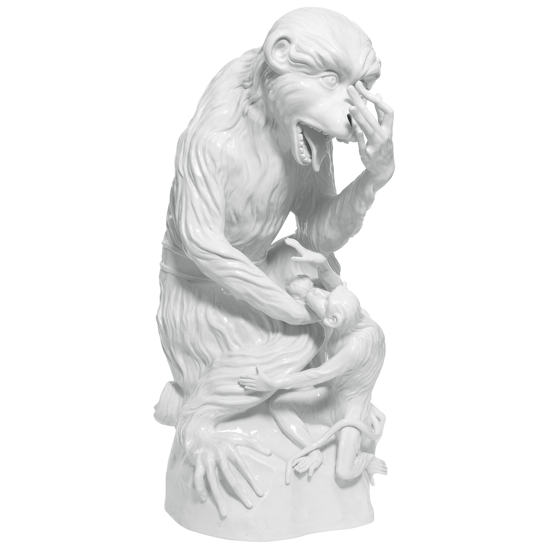 Figur Affe mit Jungtier Weiß H 59 cm | Meissen Exklusiv - Kollektion 000080 - 76m15 - Meissen Weimar