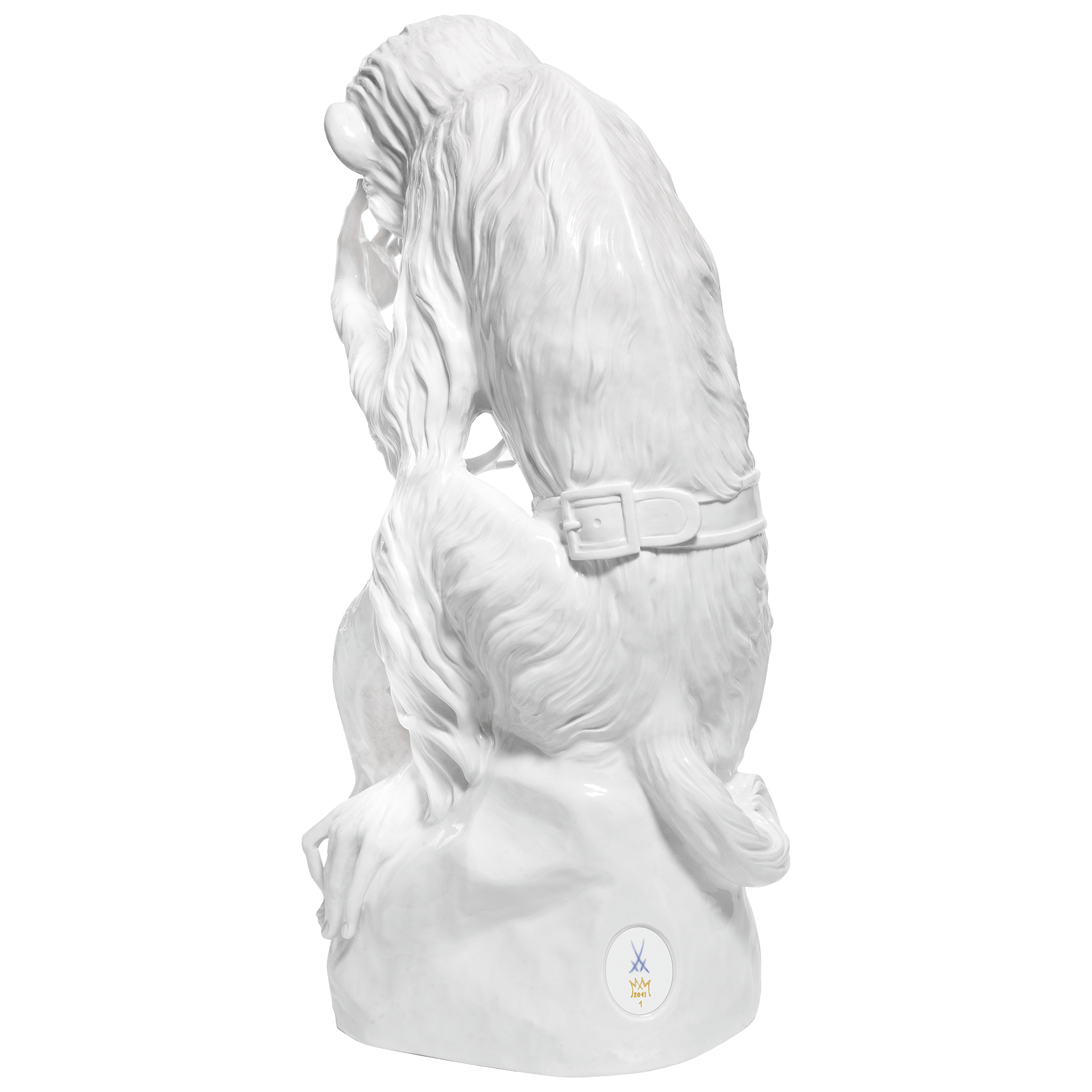 Figur Affe mit Jungtier Weiß H 59 cm | Meissen Exklusiv - Kollektion 000080 - 76m15 - Meissen Weimar