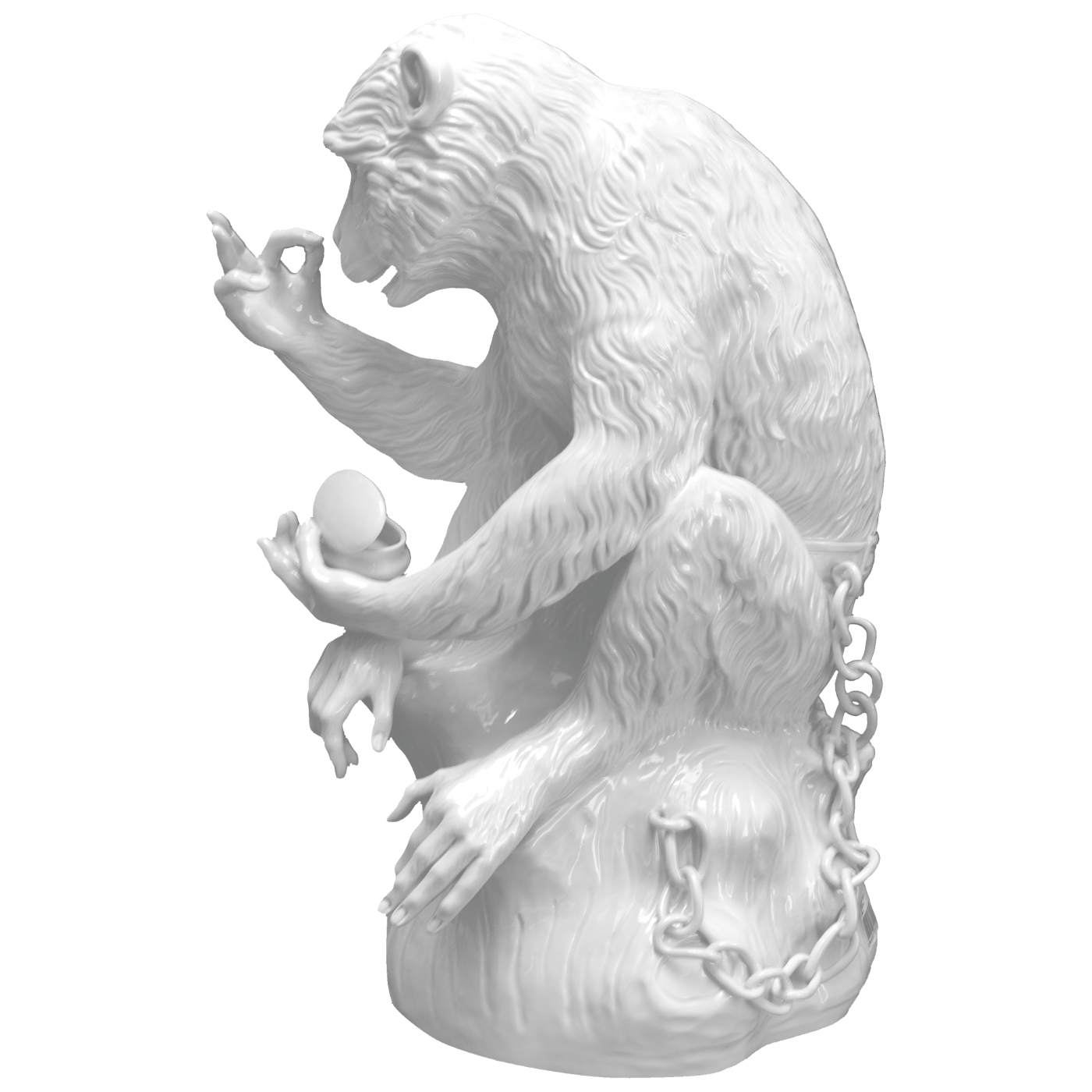 Figur Affe mit Schnupftabakdose, Weiß, H 49 cm | Meissen Exklusiv - Kollektion 000080 - 76m10 - Meissen Weimar