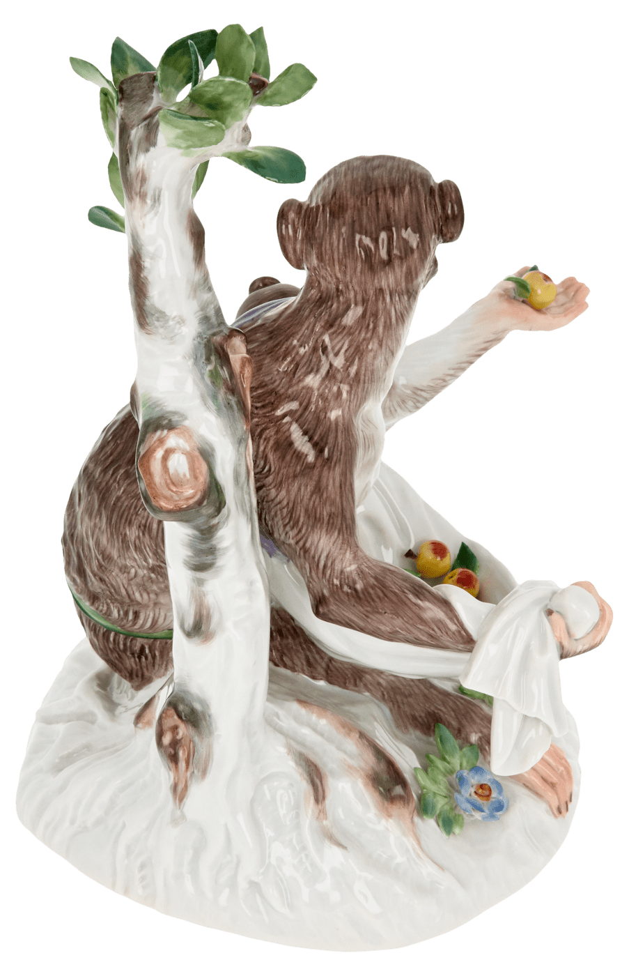 Figur Affe Weibchen mit Jungen, handbemalt, H 16 cm | Meissen Figuren - Edition Affenkapelle 900100 - 78610 - Meissen Weimar