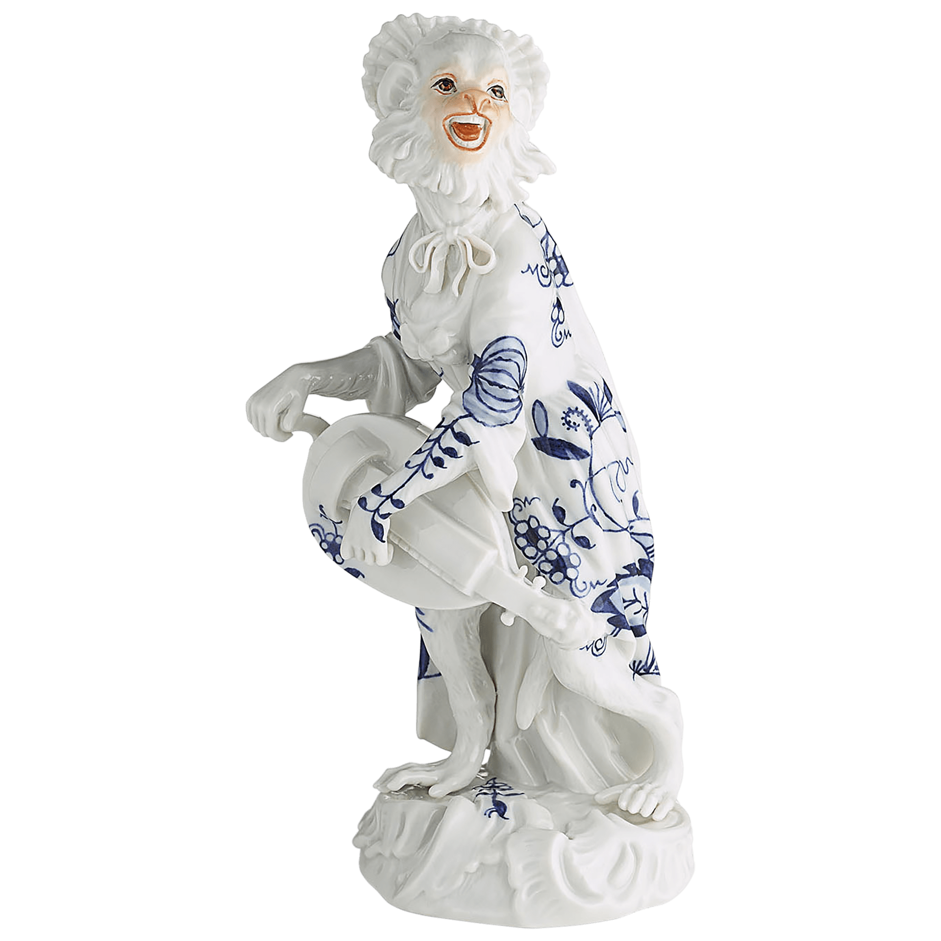 Figur, Affenkapelle Drehleierspieler, H 13,5 cm | Meissen Figuren - Edition Affenkapelle 91c116 - 60016 - Meissen Weimar
