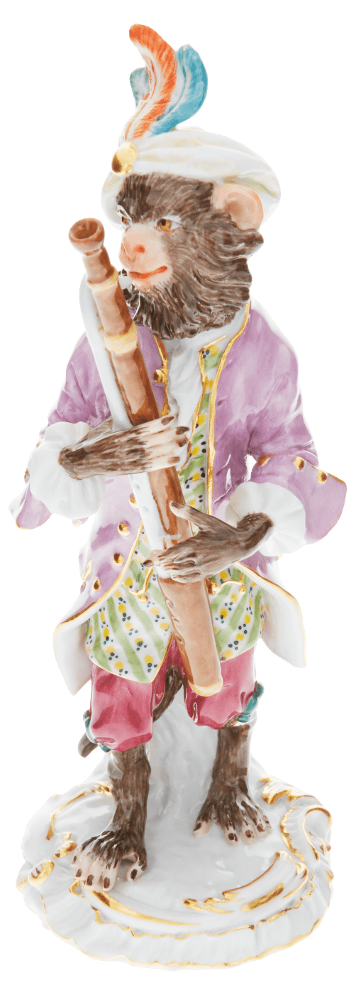 Figur Affenkapelle Fagottist, H 15 cm | Meissen Figuren - Edition Affenkapelle 90c300 - 60019 - Meissen Weimar