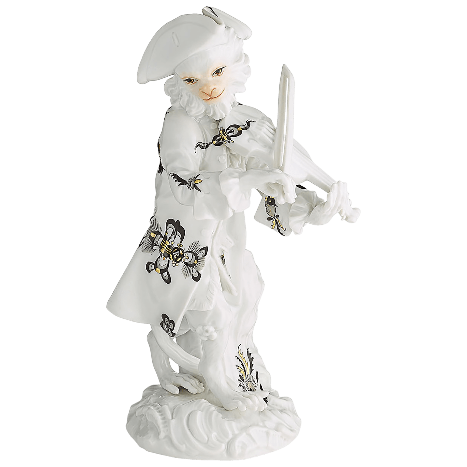 Figur Affenkapelle Geiger Hofdrache schwarz H 15 cm | Meissen Figuren - Edition Affenkapelle 91c106 - 60006 - Meissen Weimar