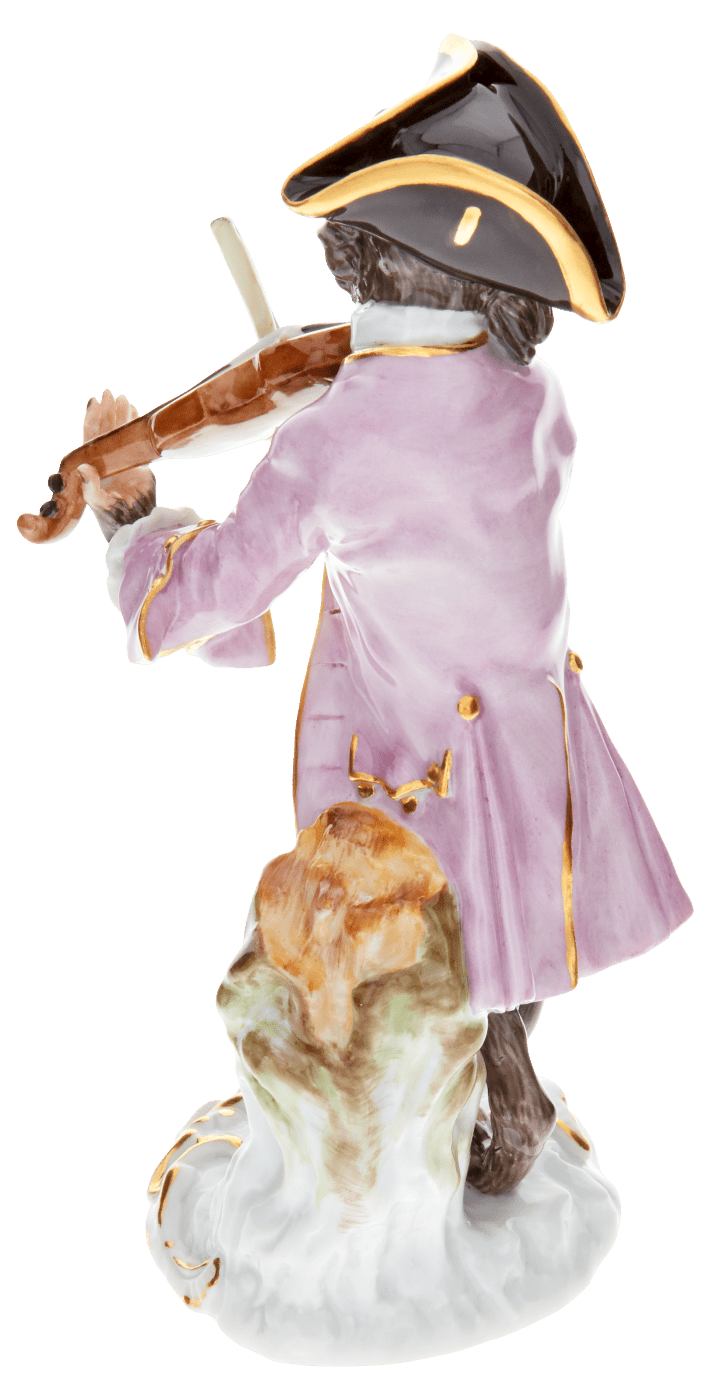 Figur Affenkapelle Geiger, Porzellan, H 15 cm | Meissen Figuren - Edition Affenkapelle 90c300 - 60006 - Meissen Weimar