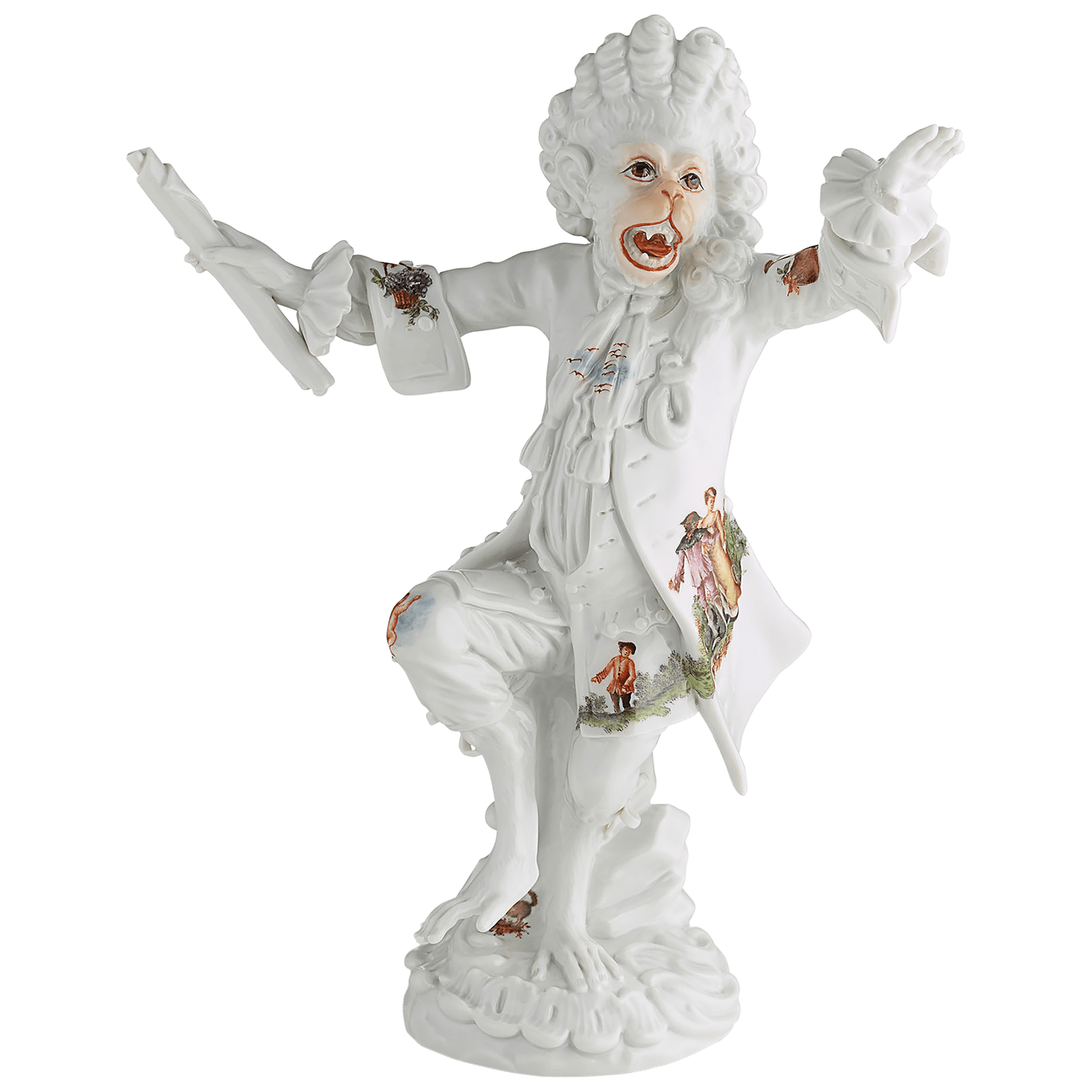 Figur Affenkapelle Kapellmeister, Bunt staffiert, H 17 cm | Meissen Figuren - Edition Affenkapelle 91c101 - 60001 - Meissen Weimar