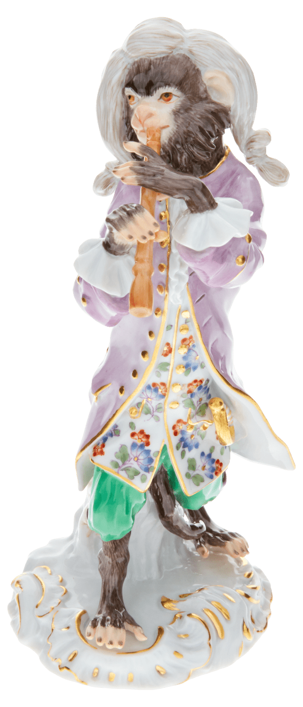 Figur Affenkapelle Klarinettist, H 13,5 cm | Meissen Figuren - Edition Affenkapelle 90c300 - 60004 - Meissen Weimar