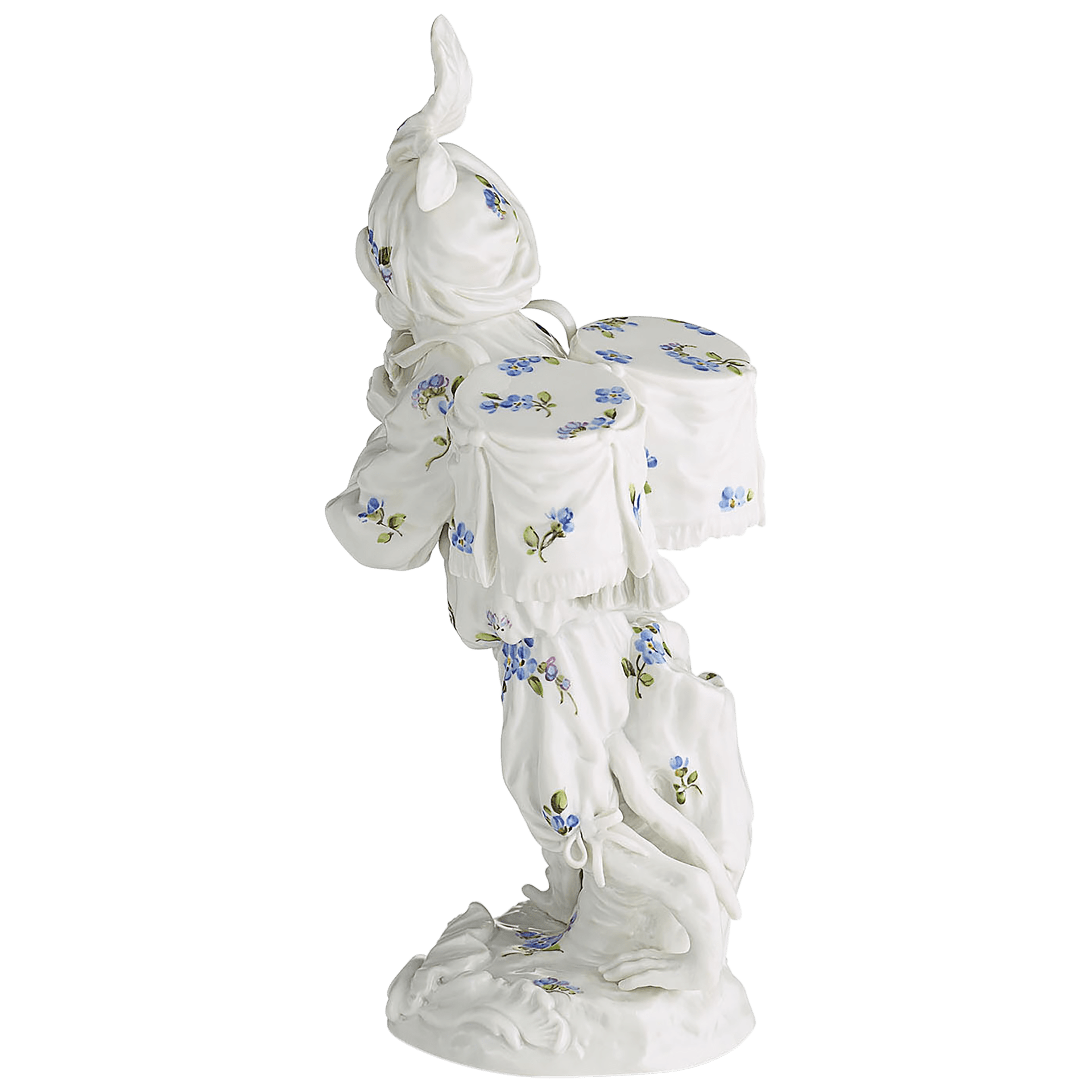 Figur, Affenkapelle Paukenträger Gestreute Vergißmeinnicht, H 17 cm | Meissen Figuren - Edition Affenkapelle 91c103 - 60003 - Meissen Weimar
