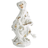 Figur Affenkapelle Sängerin, Blumenmalerei sepia und goldgravierte Blätter, H 12 cm | Meissen Figuren-Edition Affenkapelle