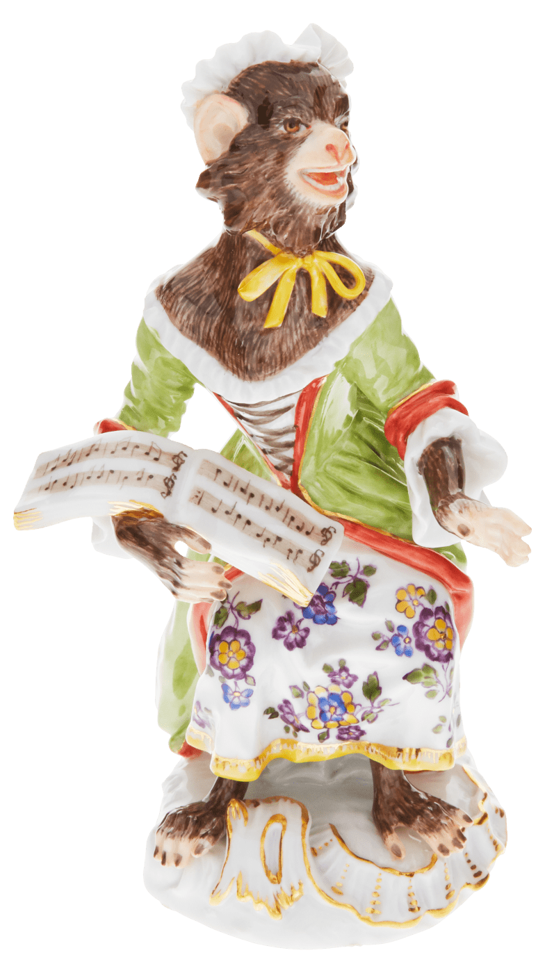 Figur Affenkapelle Sängerin, Höhe 12,5 cm | Meissen Figuren - Edition Affenkapelle 90c300 - 60018 - Meissen Weimar