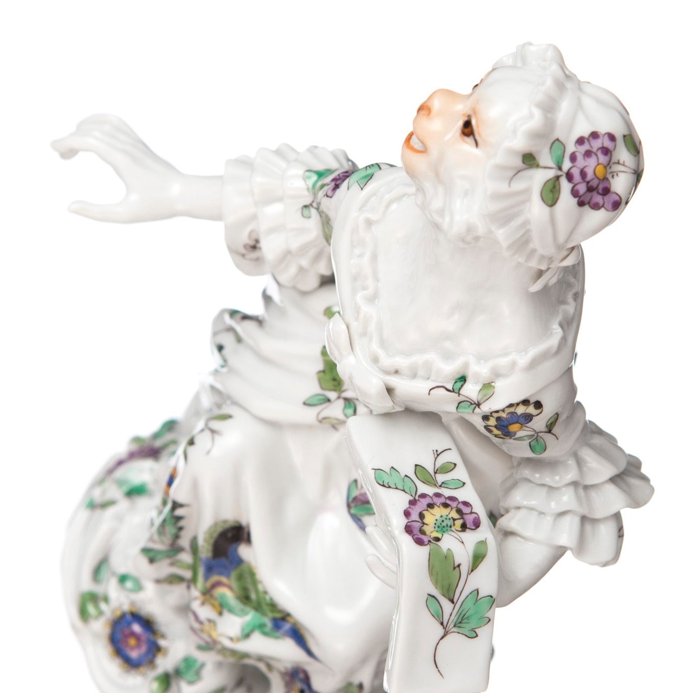 Figur Affenkapelle Sängerin, Indische Fels - , Blumen - und Vogelmalerei, H 12,5 cm | Meissen Figuren - Edition Affenkapelle 91c114 - 60014 - Meissen Weimar