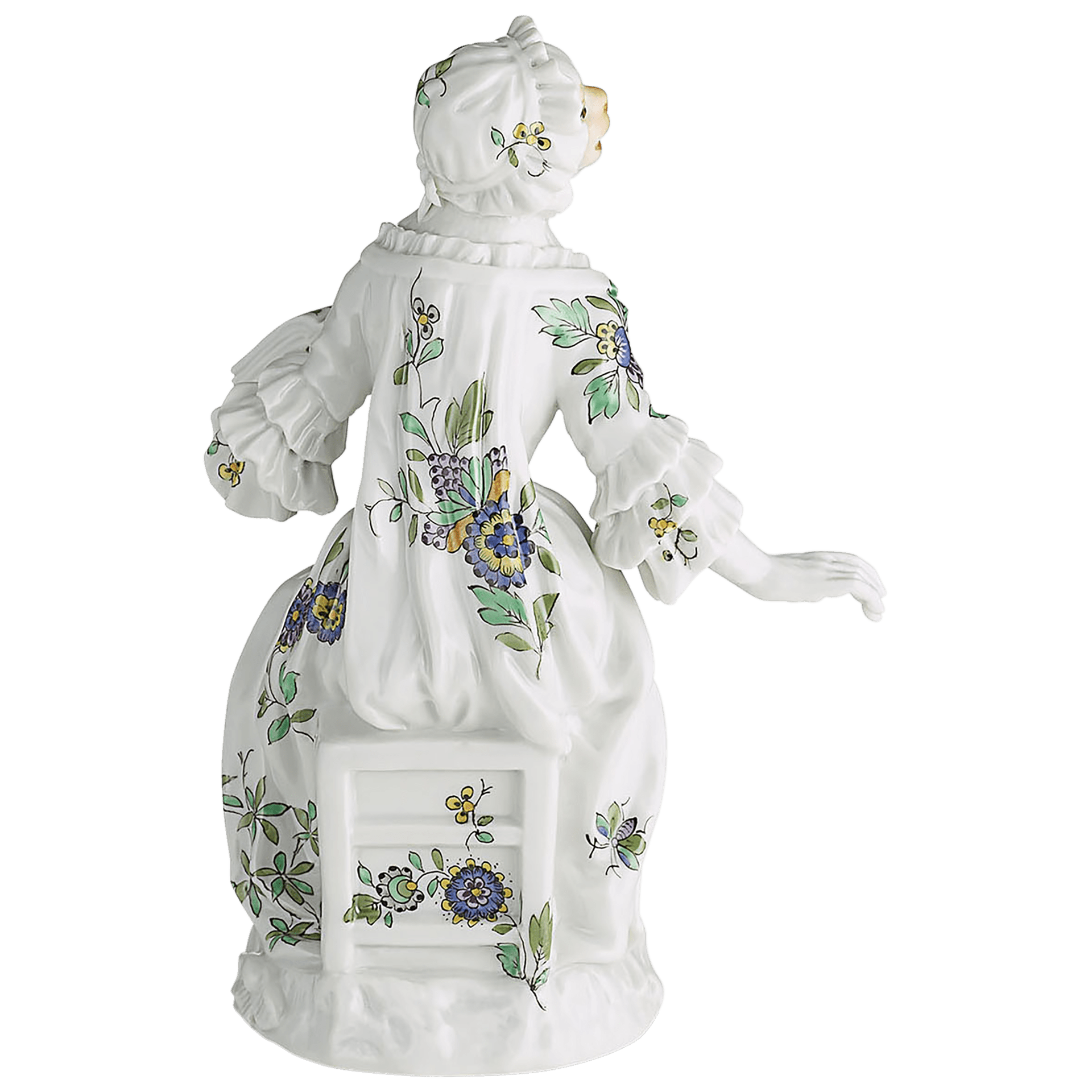 Figur Affenkapelle Sängerin, Indische Fels - , Blumen - und Vogelmalerei, H 12,5 cm | Meissen Figuren - Edition Affenkapelle 91c114 - 60014 - Meissen Weimar