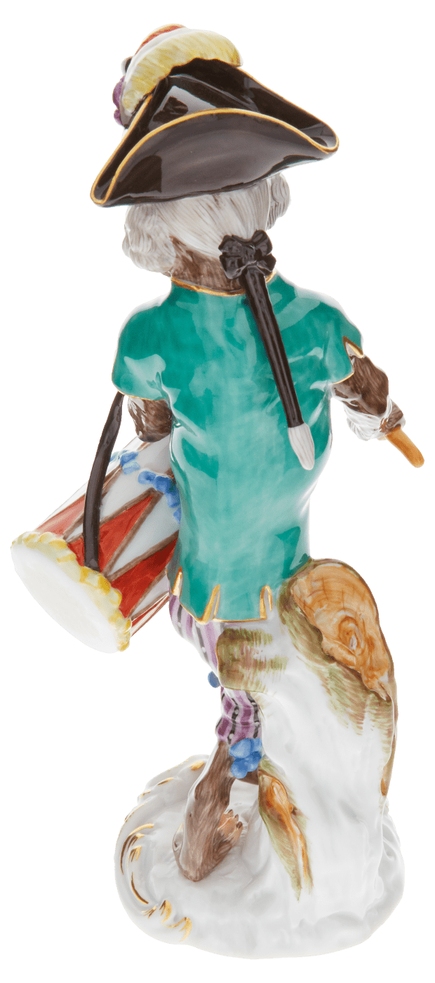 Figur Affenkapelle Trommler, H 17 cm | Meissen Figuren - Edition Affenkapelle 90c300 - 60015 - Meissen Weimar