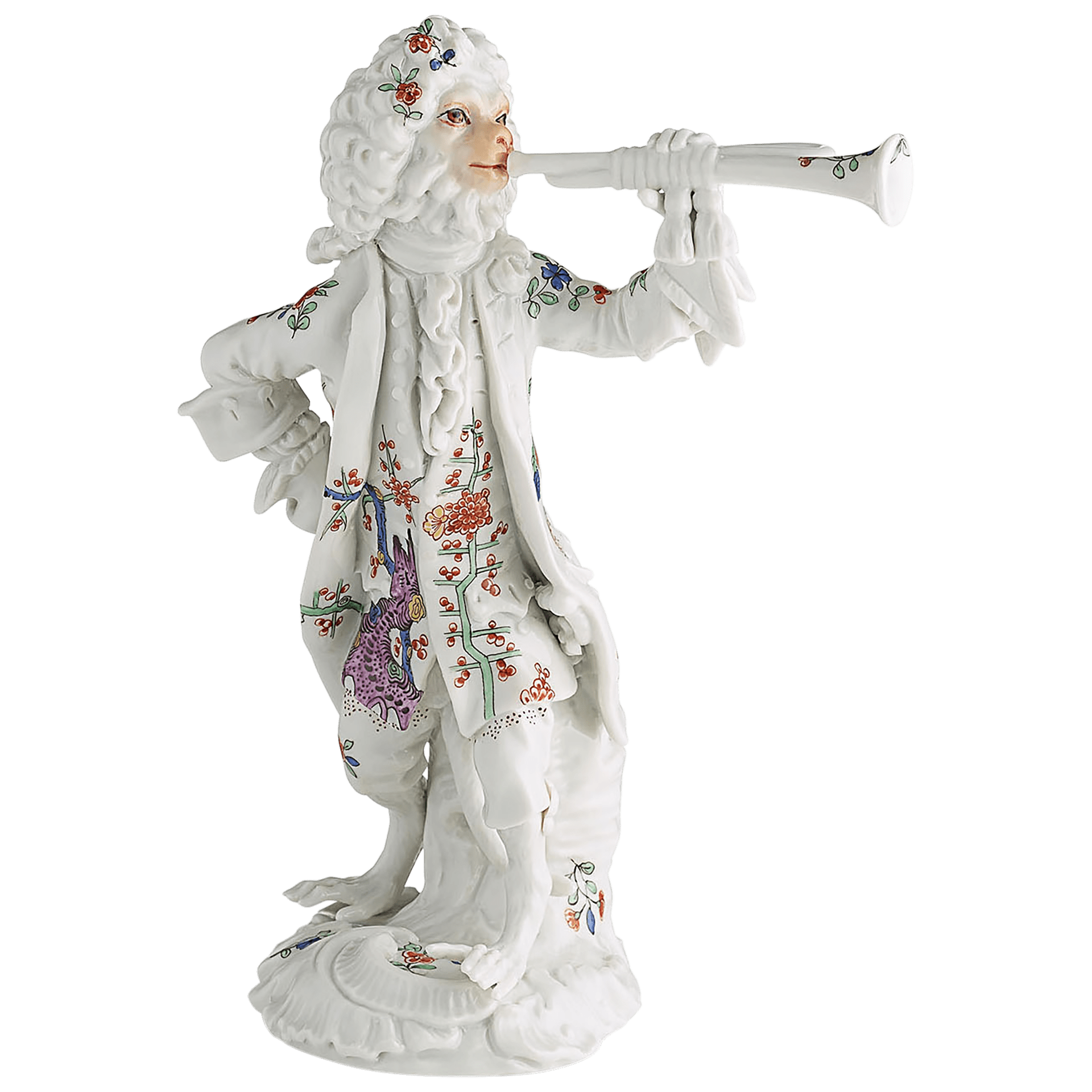 Figur Affenkapelle Trompeter, Alter reicher gelber Löwe, H 15 cm | Meissen Figuren - Edition Affenkapelle 91c105 - 60005 - Meissen Weimar