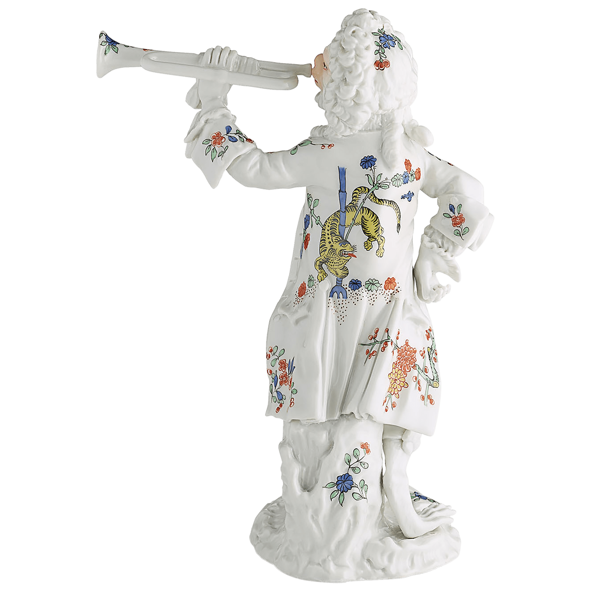 Figur Affenkapelle Trompeter, Alter reicher gelber Löwe, H 15 cm | Meissen Figuren - Edition Affenkapelle 91c105 - 60005 - Meissen Weimar