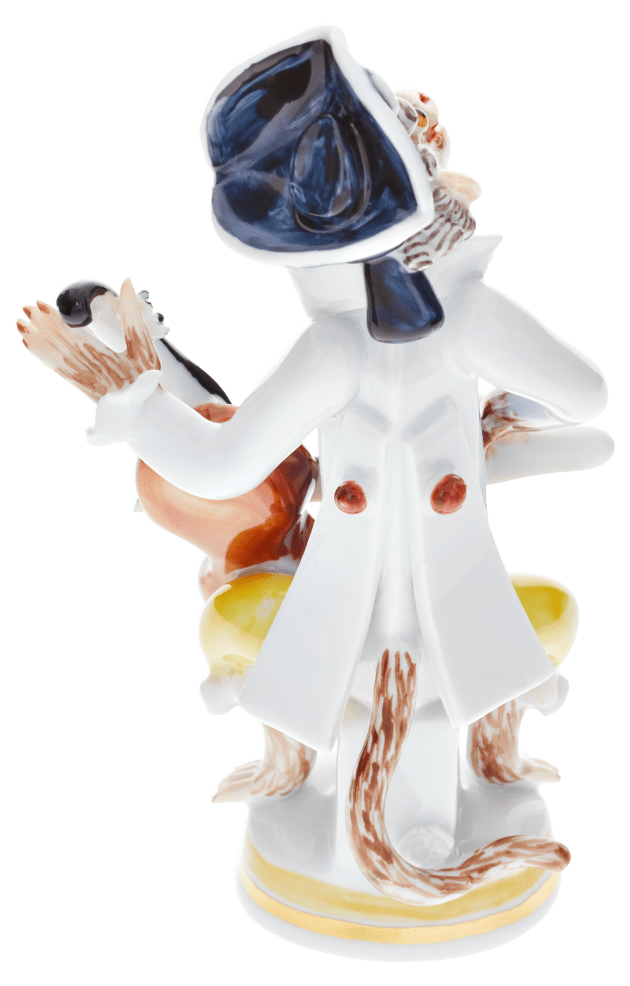 Figur Affenmusiker Bassgeige, H 11 cm | Meissen Figuren - Edition Affenkapelle 90a317 - 83322 - Meissen Weimar
