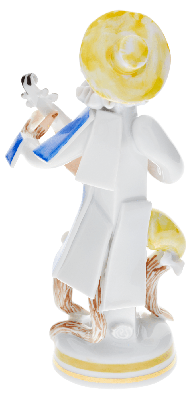 Figur Affenmusiker Gitarre, handbemalt, H 11 cm | Meissen Figuren - Edition Affenkapelle 90a317 - 83324 - Meissen Weimar