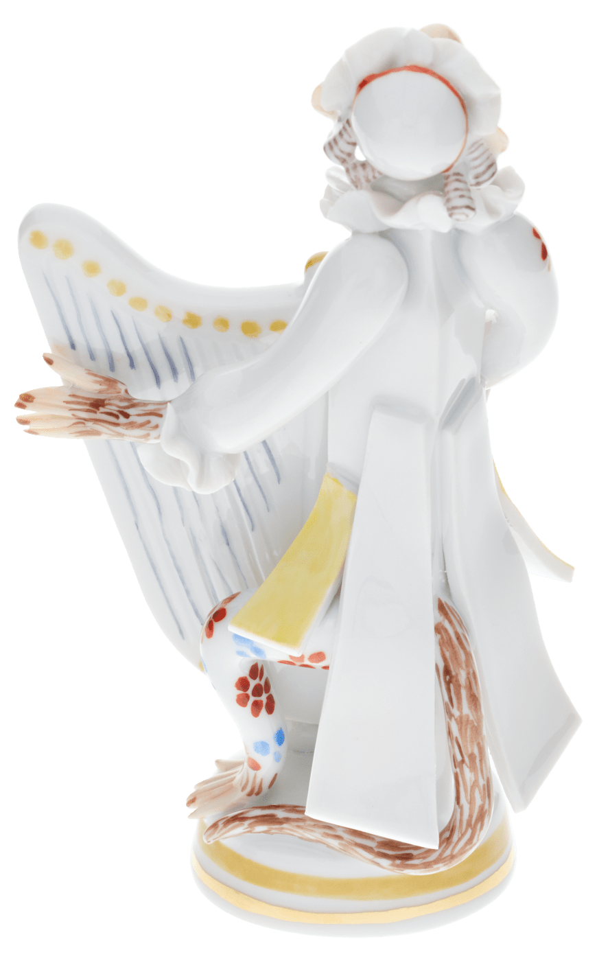 Figur, Affenmusiker Harfe, H 10,5 cm | Meissen Figuren - Edition Affenkapelle 90a317 - 83325 - Meissen Weimar