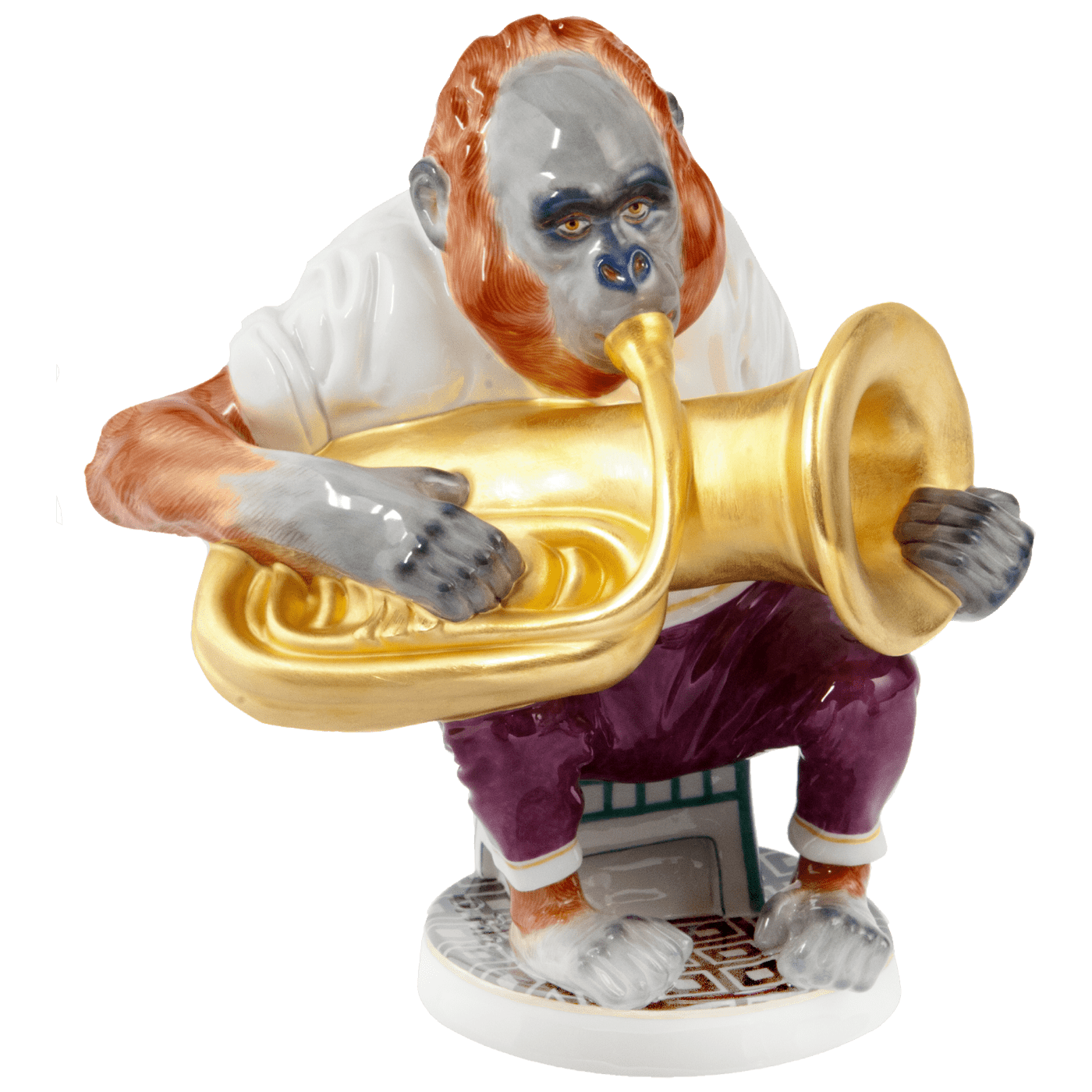 Figur Affenmusiker Orang - Utan mit Tuba, H 18 cm, limitiert | Meissen Limitierte Meisterwerke 900384 - 60027 - Meissen Weimar