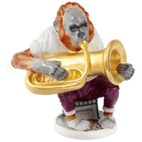 Figur Affenmusiker Orang-Utan mit Tuba, H 18 cm, limitiert | Meissen Limitierte Meisterwerke
