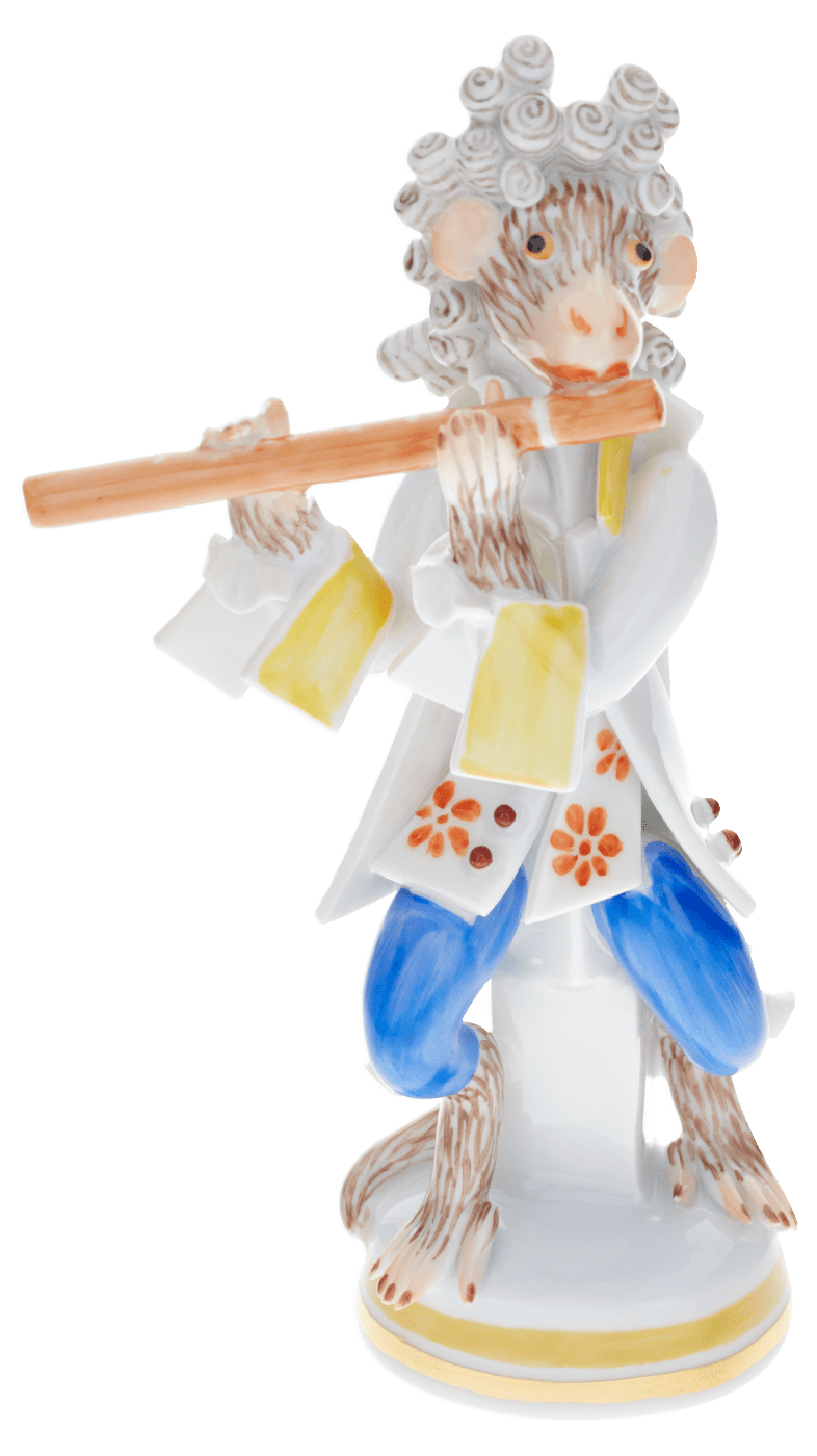 Figur Affenmusiker Querflöte, H 11 cm | Meissen Figuren - Edition Affenkapelle 90a317 - 83327 - Meissen Weimar