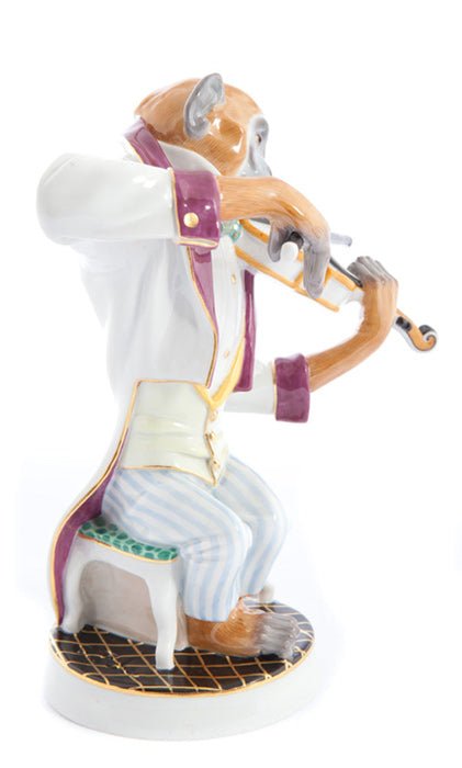 Figur Affenmusiker Rhesusaffe als Geiger, H 18,5 cm | Meissen Limitierte Meisterwerke 900384 - 60024 - Meissen Weimar