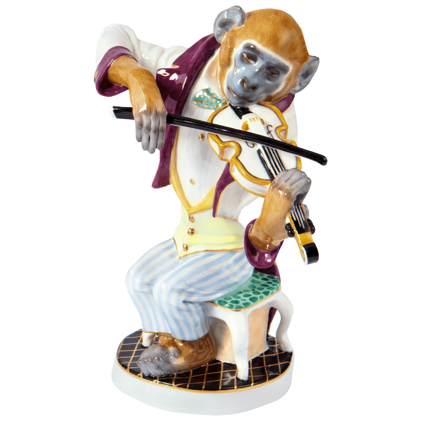 Figur Affenmusiker Rhesusaffe als Geiger, H 18,5 cm | Meissen Limitierte Meisterwerke 900384 - 60024 - Meissen Weimar