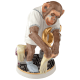 Figur Affenmusiker Waldhornbläser handbemalt H 16 cm limitiert | Meissen Limitierte Meisterwerke