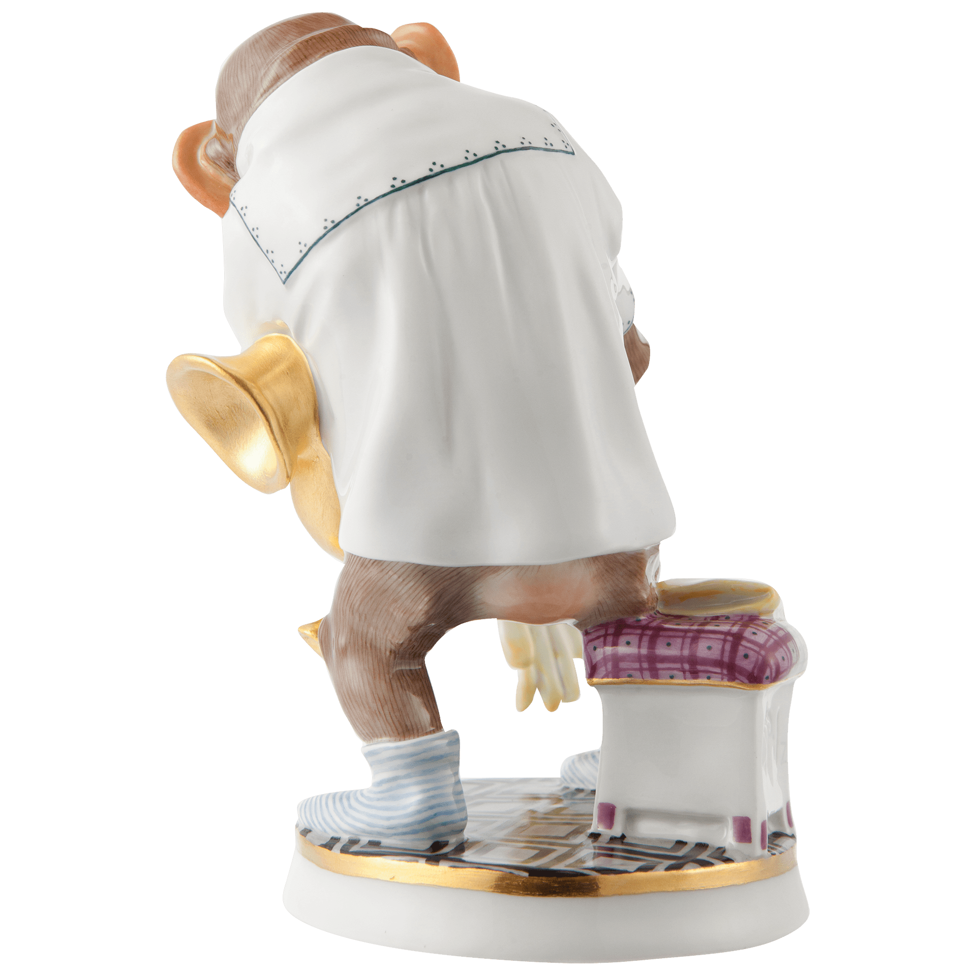 Figur Affenmusiker Waldhornbläser handbemalt H 16 cm limitiert | Meissen Limitierte Meisterwerke 900384 - 60049 - Meissen Weimar