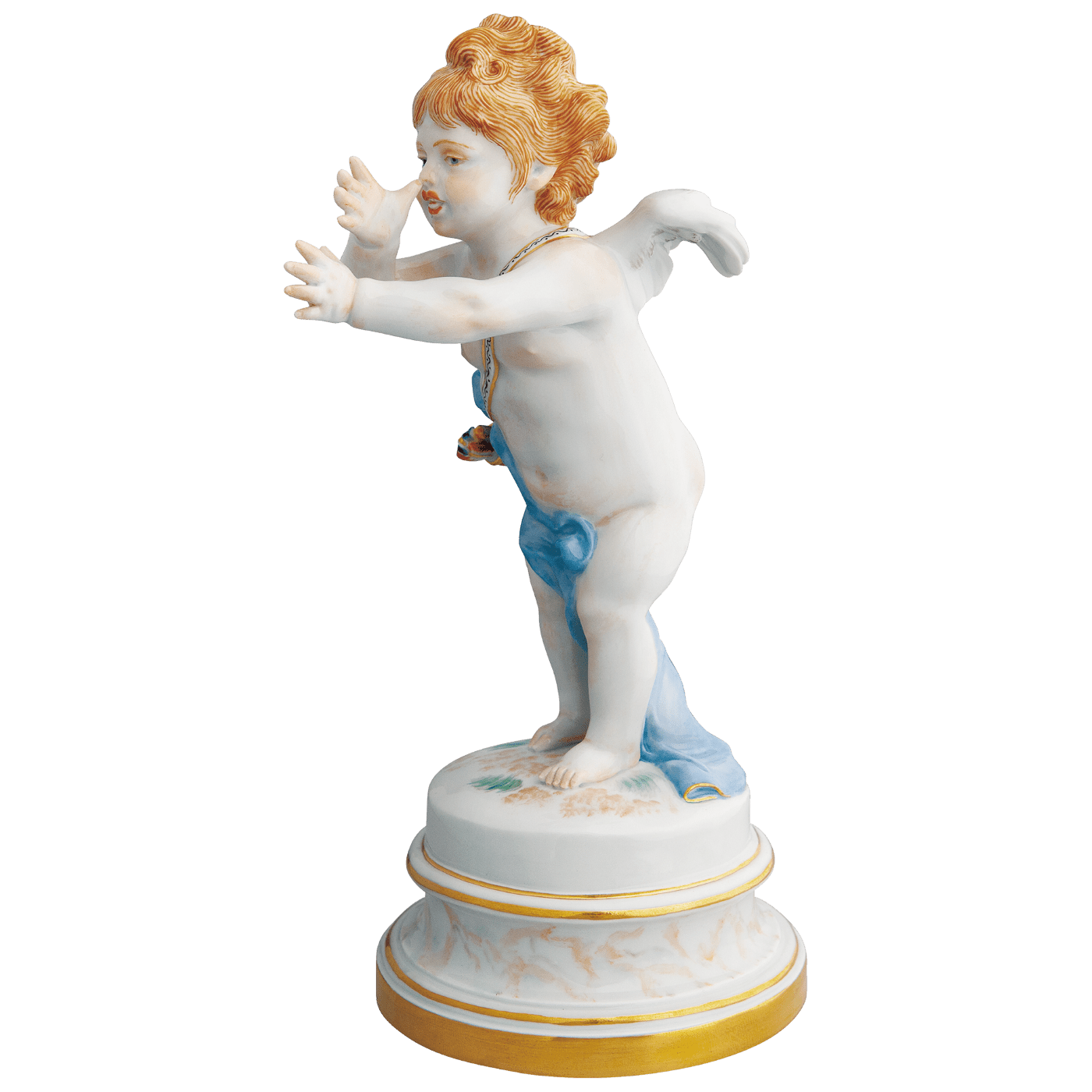 Figur Amor eine lange Nase drehend, bunt und gold staffiert, H 20,5 cm | Meissen Figuren Individuell 900300 - 70689 - Meissen Weimar