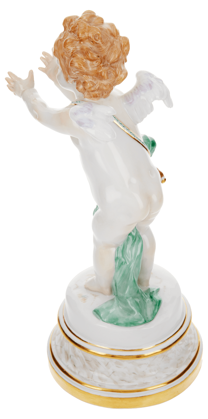 Figur Amor eine lange Nase drehend, bunt und gold staffiert, H 20,5 cm | Meissen Figuren Individuell 900300 - 70689 - Meissen Weimar