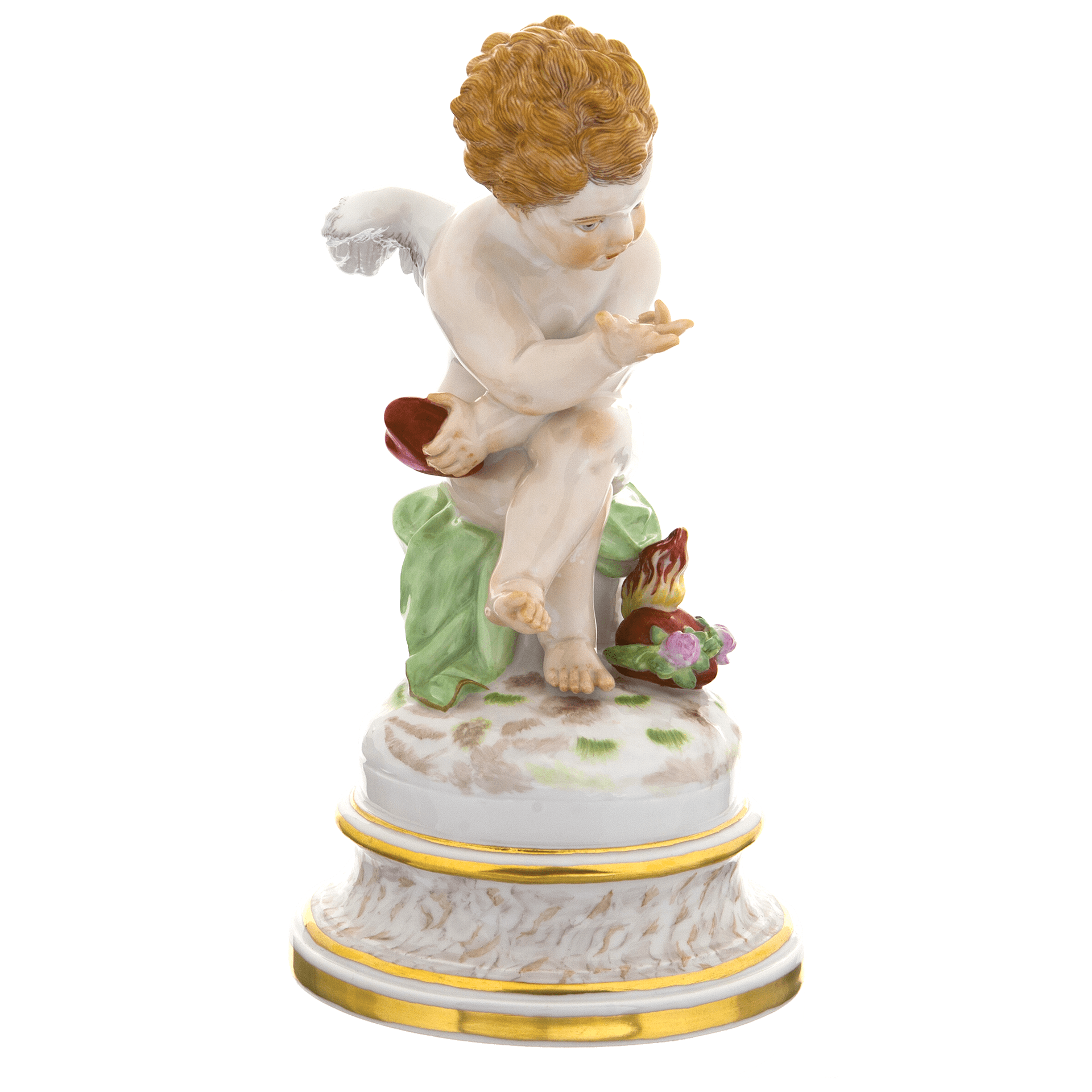Figur Amor philosophiert über die Liebe, Bunt und gold staffiert, H 18 cm | Meissen Figuren Individuell 900300 - 70667 - Meissen Weimar