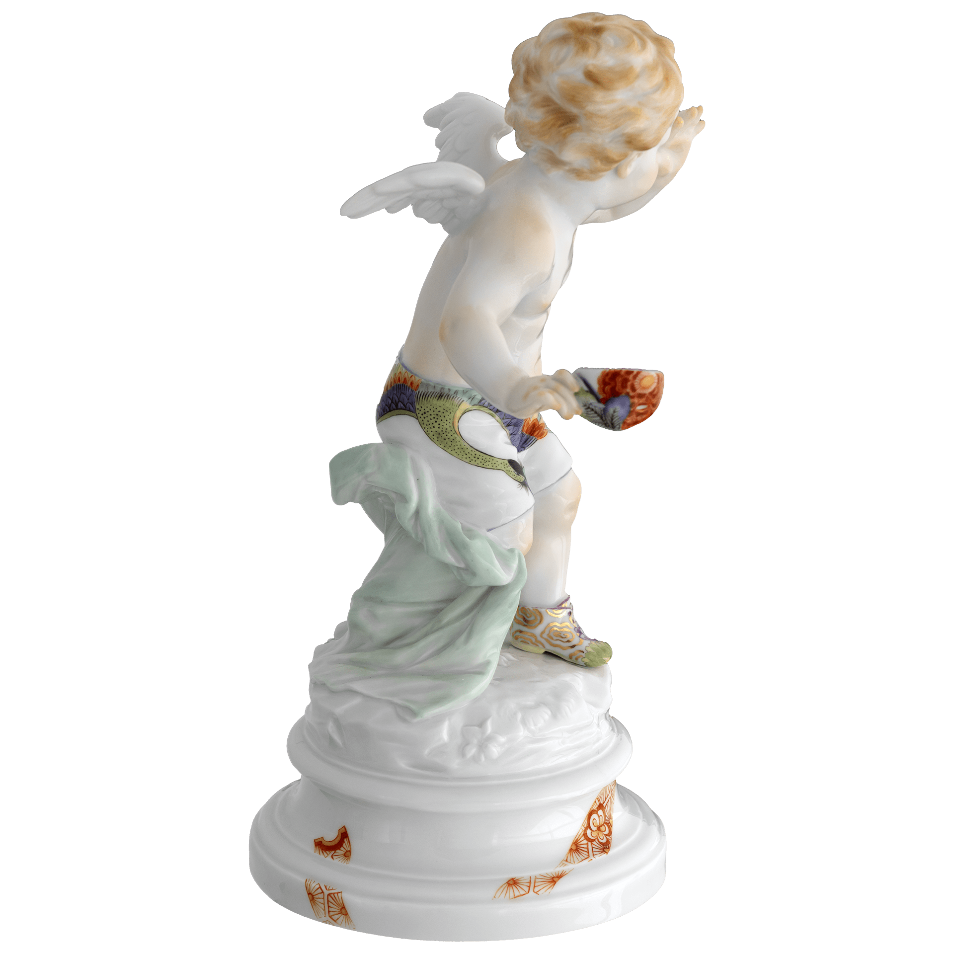 Figur Amor, Shorts mit Kranich, H 20 cm | Meissen Figuren Individuell 90a475 - 70625 - Meissen Weimar