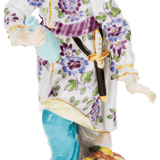 Figur Asiate mit Flasche und Korb, Bunt und gold staffiert, H 12 cm | Meissen Figuren Individuell