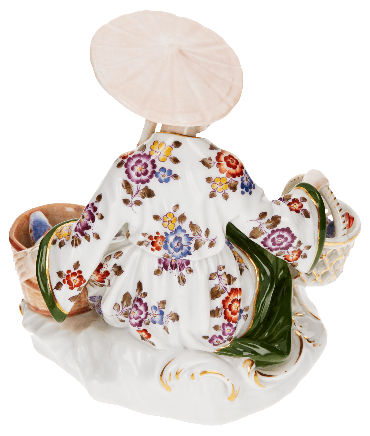 Figur Asiate mit zwei Körben, bunt und gold staffiert, H 11 cm | Meissen Figuren Individuell 900300 - 65639 - Meissen Weimar