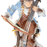Figur Bassgeiger, handbemalt, H 15 cm | Meissen Figuren-Edition Affenkapelle