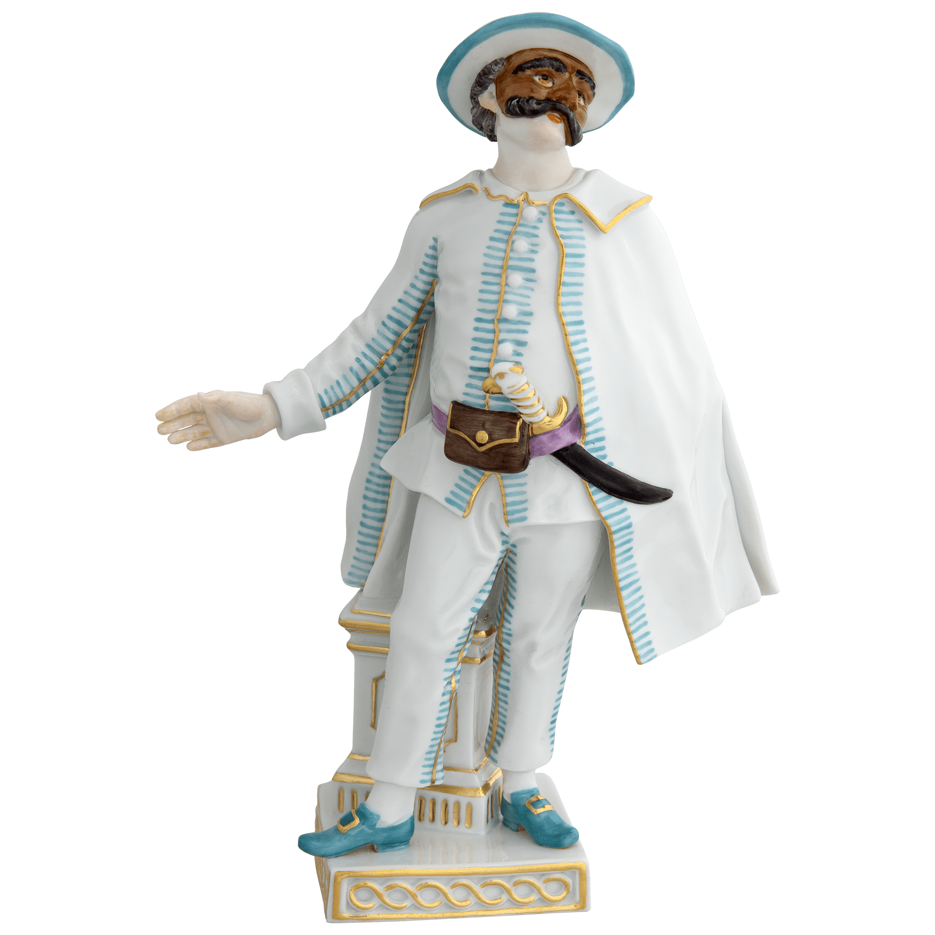 Figur Brighella, bunt und gold staffiert, H 17 cm | Meissen Figuren Individuell 900300 - 64560 - Meissen Weimar