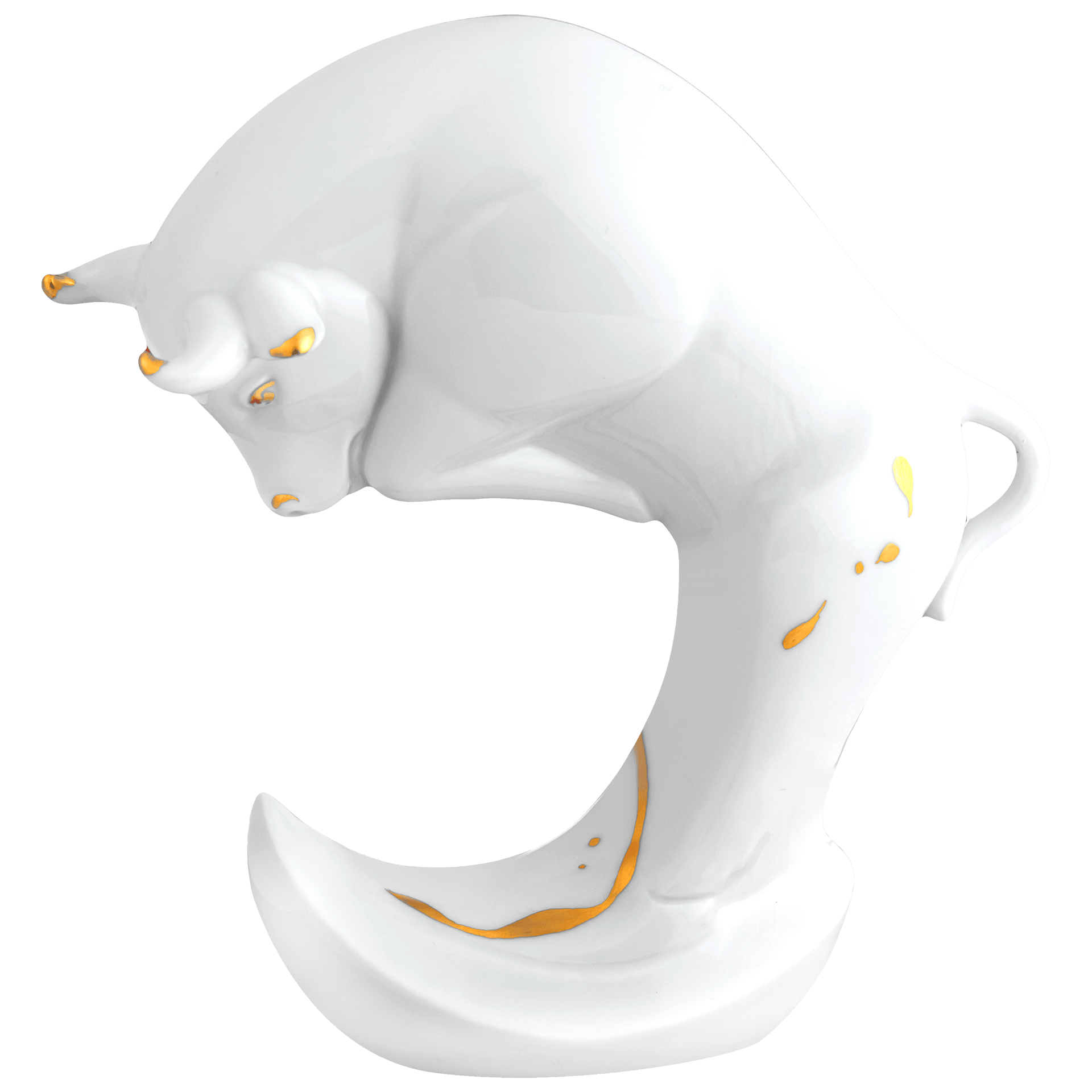 Figur Büffel, Gold staffiert, H 13 cm | Meissen Figuren chinesisches Jahrestier 900200 - 83651 - Meissen Weimar