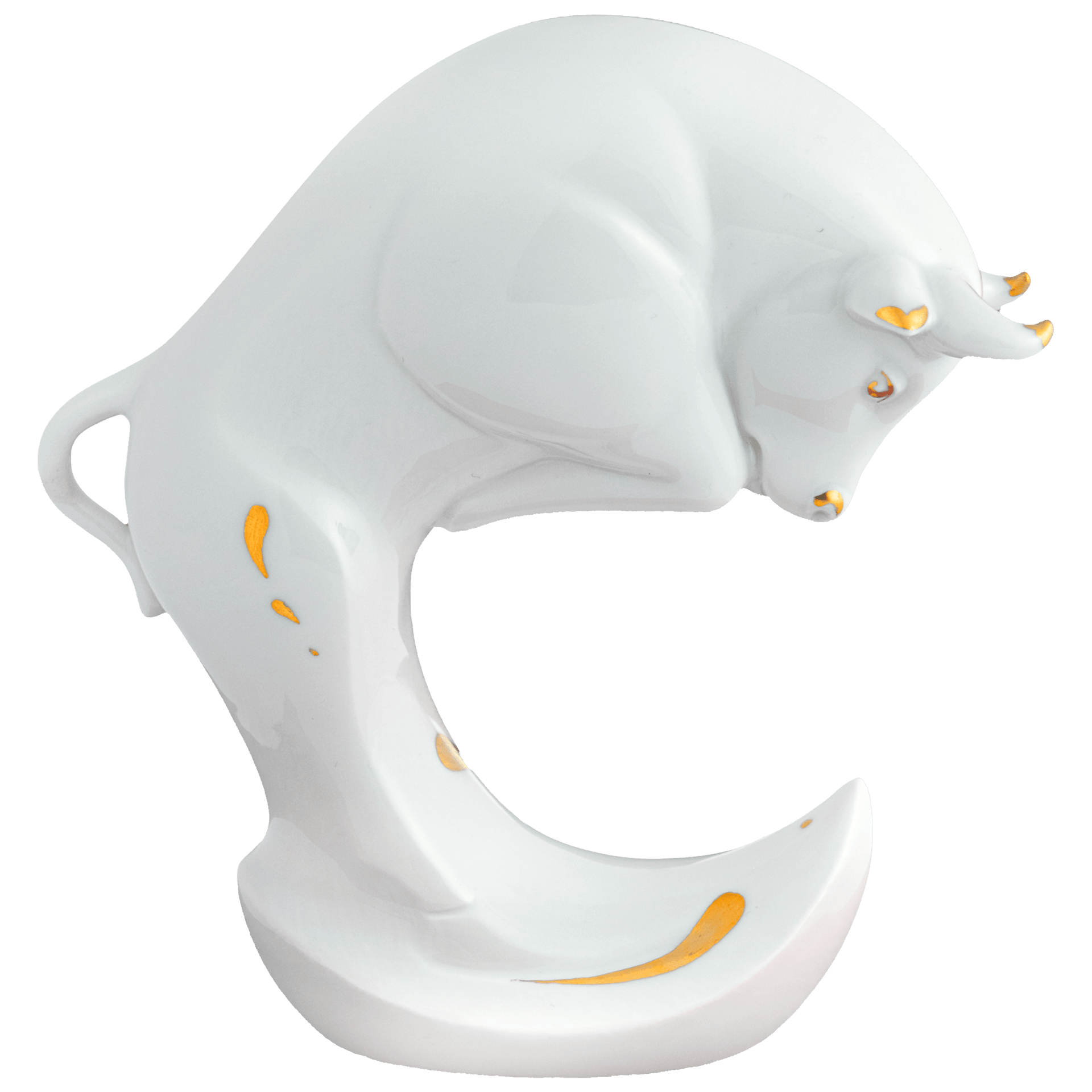 Figur Büffel, Gold staffiert, H 13 cm | Meissen Figuren chinesisches Jahrestier 900200 - 83651 - Meissen Weimar