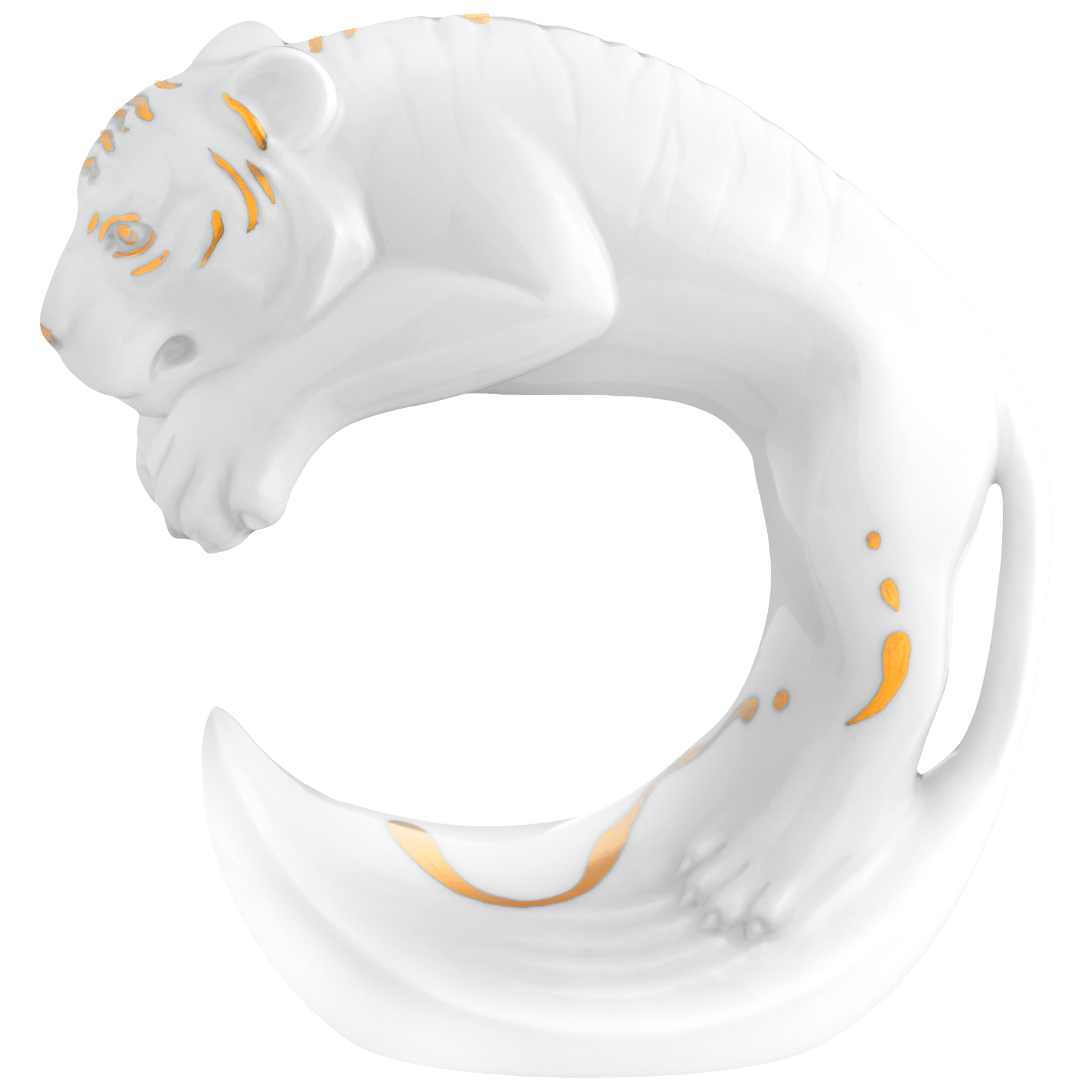 Figur Chinesisches Tierkreiszeichen Tiger, Gold staffiert, H 11,5 cm | Meissen Figuren chinesisches Jahrestier 900200 - 83652 - Meissen Weimar