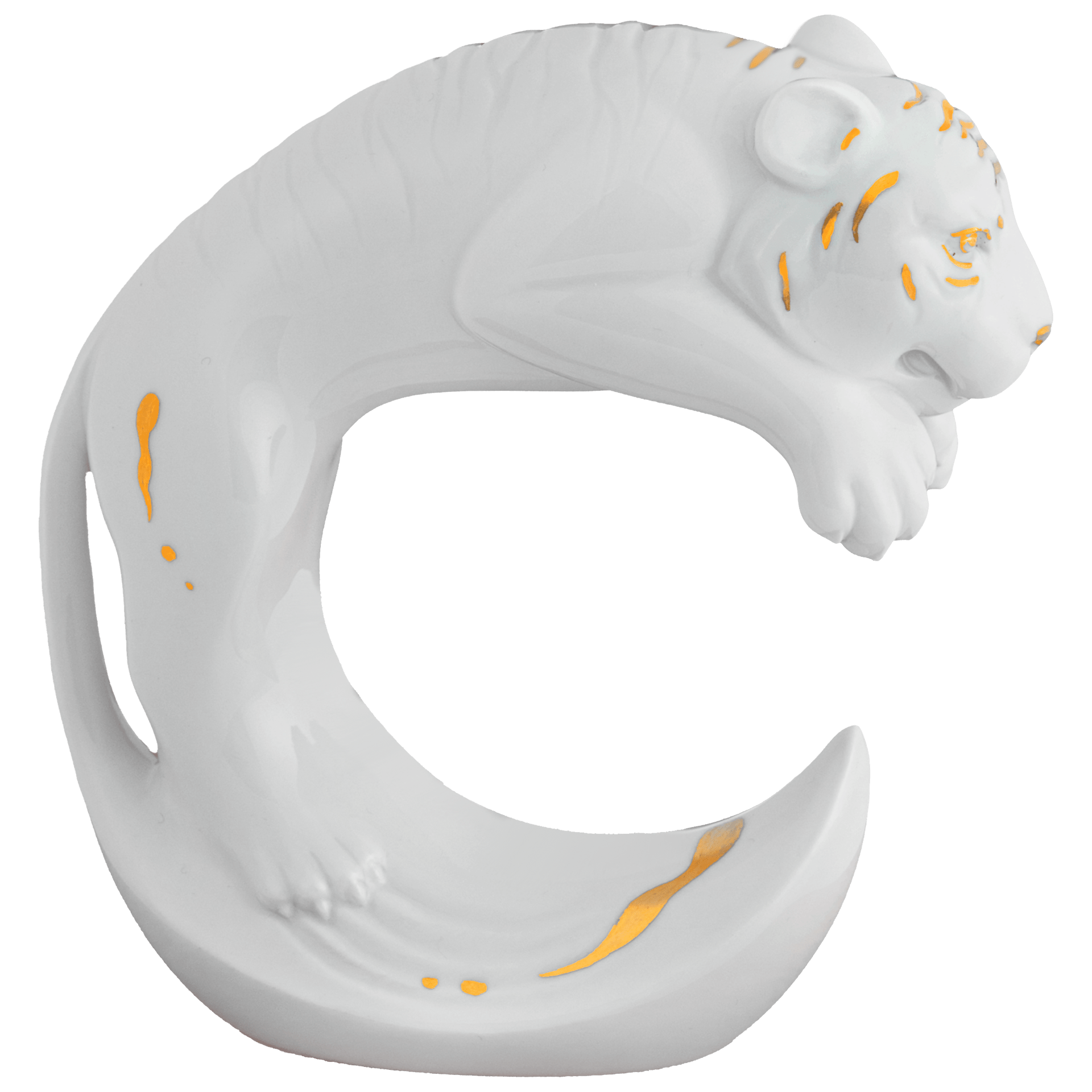 Figur Chinesisches Tierkreiszeichen Tiger, Gold staffiert, H 11,5 cm | Meissen Figuren chinesisches Jahrestier 900200 - 83652 - Meissen Weimar