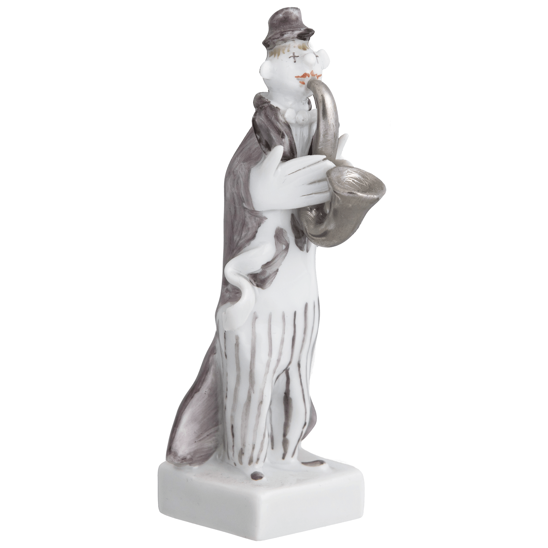 Figur Clown mit Saxophon, platin staffiert, H 7,5 cm | Meissen Figuren - Edition Spassvogel 901300 - 60654 - Meissen Weimar