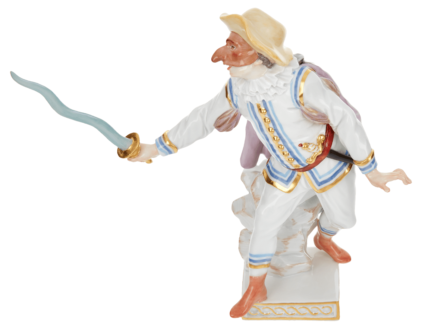 Figur Coviello, bunt und gold staffiert, H 18 cm | Meissen Figuren - Edition Italienische Komödie 900300 - 64573 - Meissen Weimar