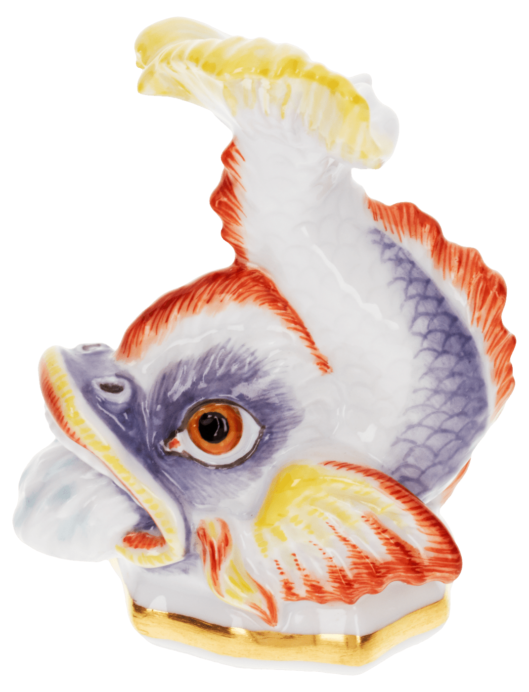 Figur Delphin, Bunt und gold staffiert, H 7 cm | Meissen Figuren - Edition Tierkinder 900300 - 78948 - Meissen Weimar