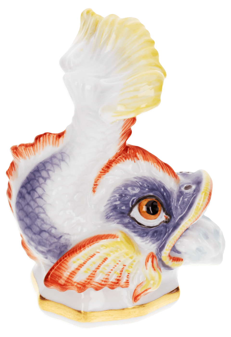 Figur Delphin, Bunt und gold staffiert, H 7 cm | Meissen Figuren - Edition Tierkinder 900300 - 78948 - Meissen Weimar