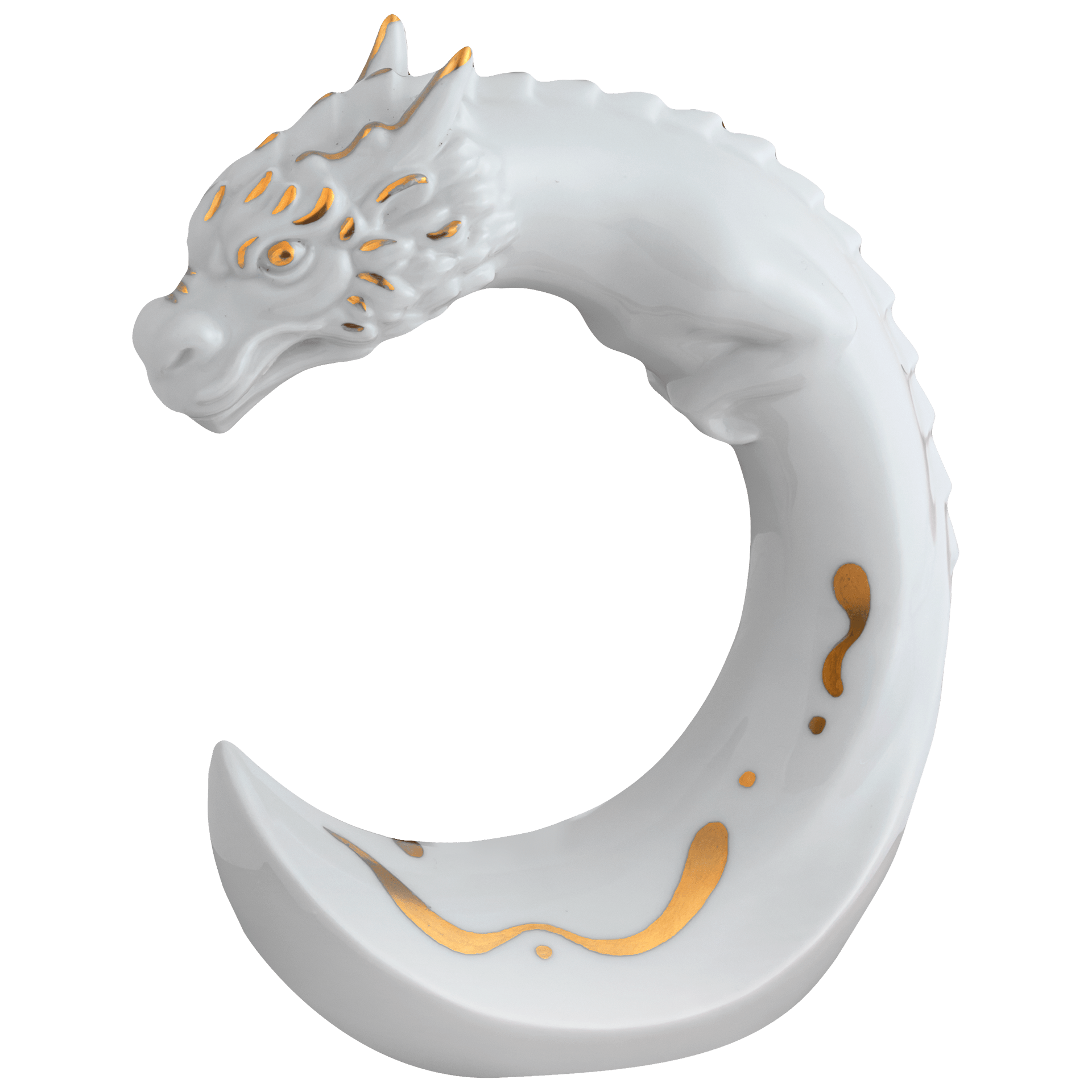 Figur Drache Weiß und Gold, H 12,5 cm | Meissen Figuren Individuell 900200 - 83654 - Meissen Weimar