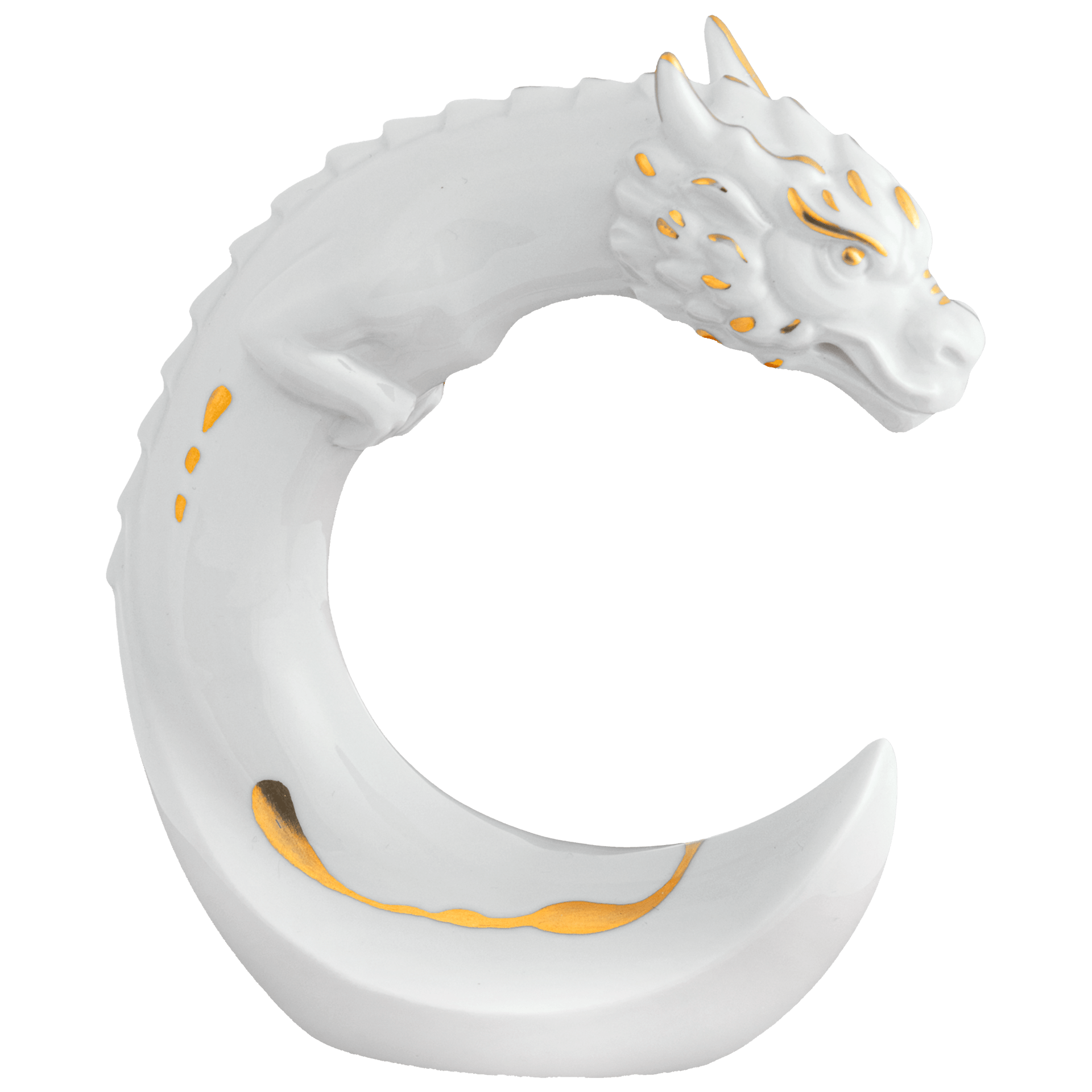 Figur Drache Weiß und Gold, H 12,5 cm | Meissen Figuren Individuell 900200 - 83654 - Meissen Weimar