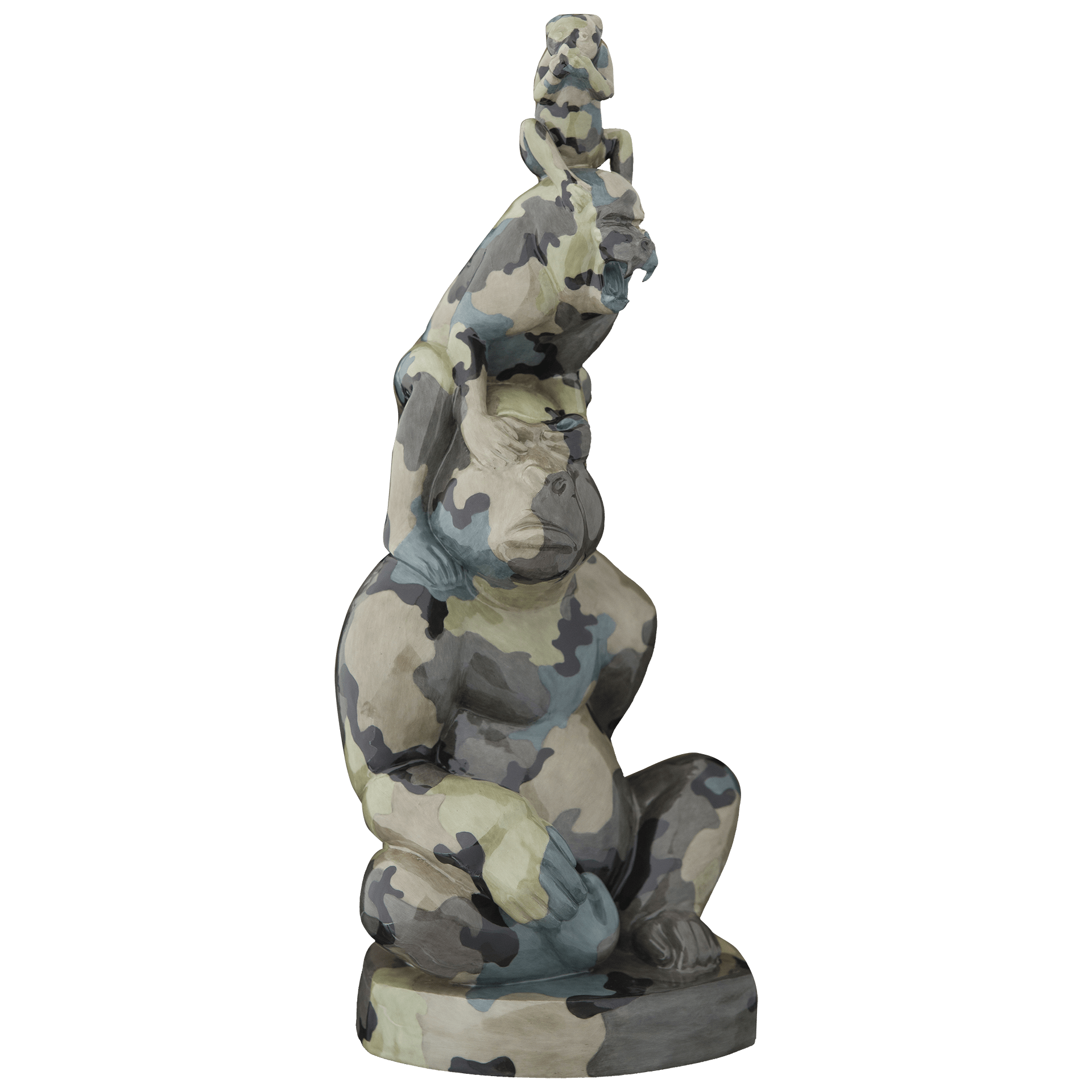 Figur Drei Affen Camouflage Look, H 41 cm | Meissen Atelier - Edition 65o002 - 78327 - Meissen Weimar